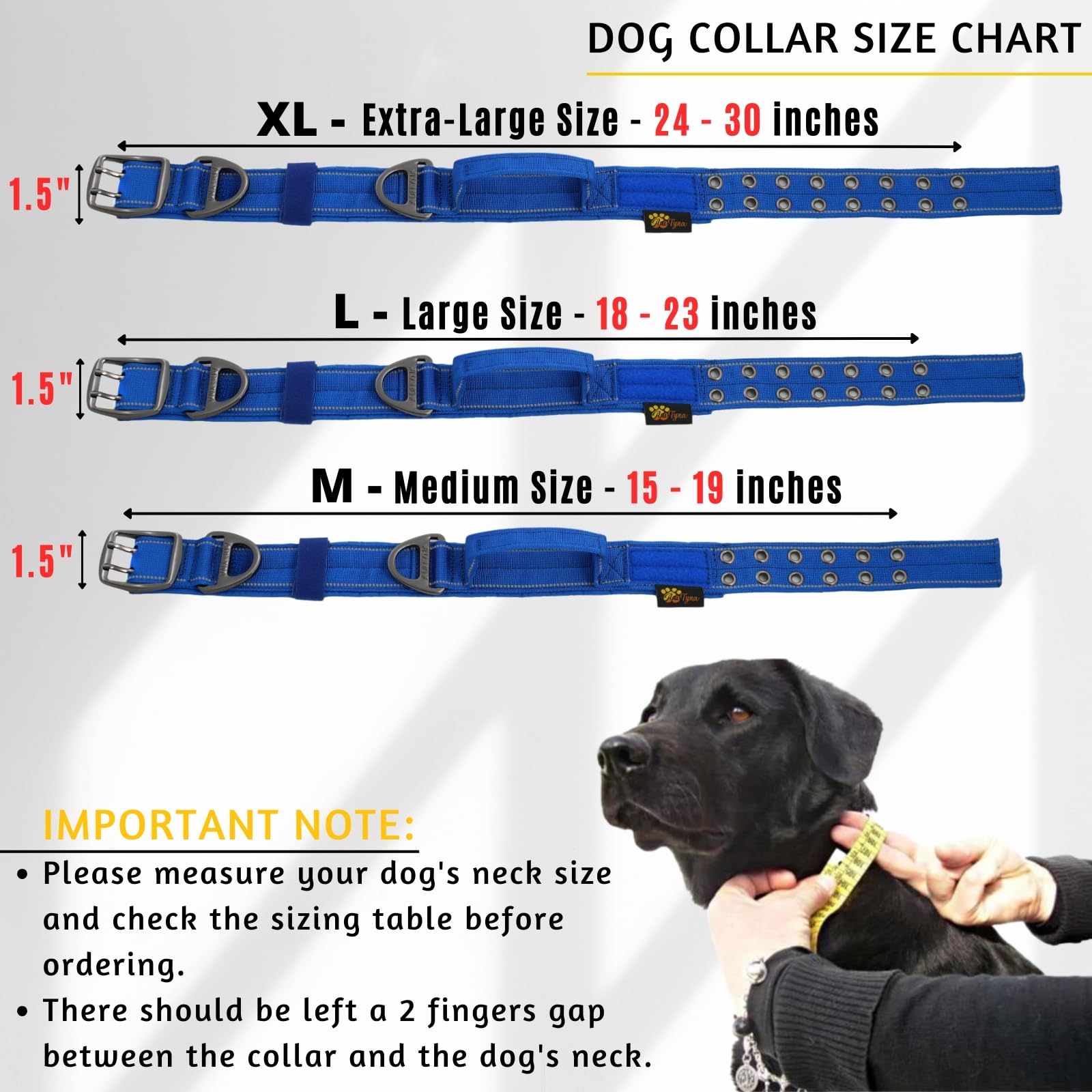 Adityna Heavy Duty Dog Collar For Large Dogs - Reflective Royal Blue Collar With Handle For Training, And Walking - Wide, Durabl